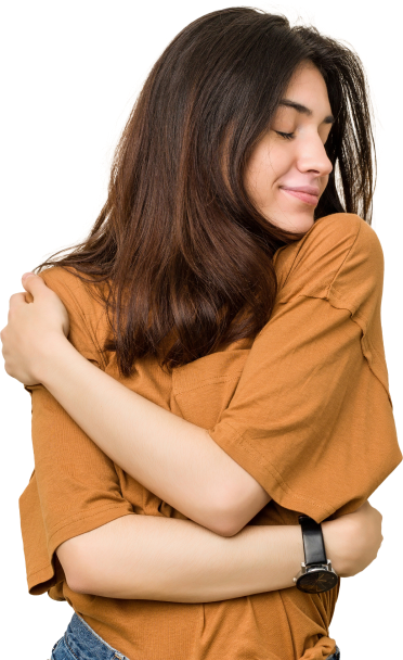 young-brunette-woman-hugs-smiling-carefree-happy 1